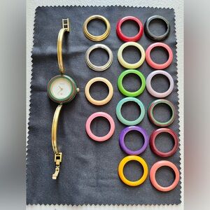 Gucci Gold Watch with Interchangeable Bezels